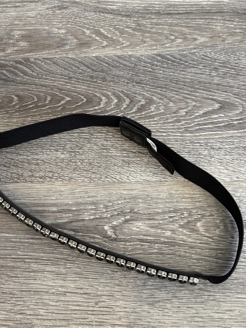 BCBG MAXAZRIA Black Crystal-Embellished Stretch Snap Closure Belt Size XS - Picture 2 of 5